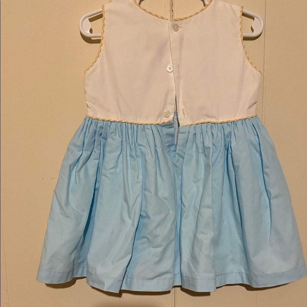 Embroidered Shells Light Blue & Cream Girls Dress - Picture 3 of 5